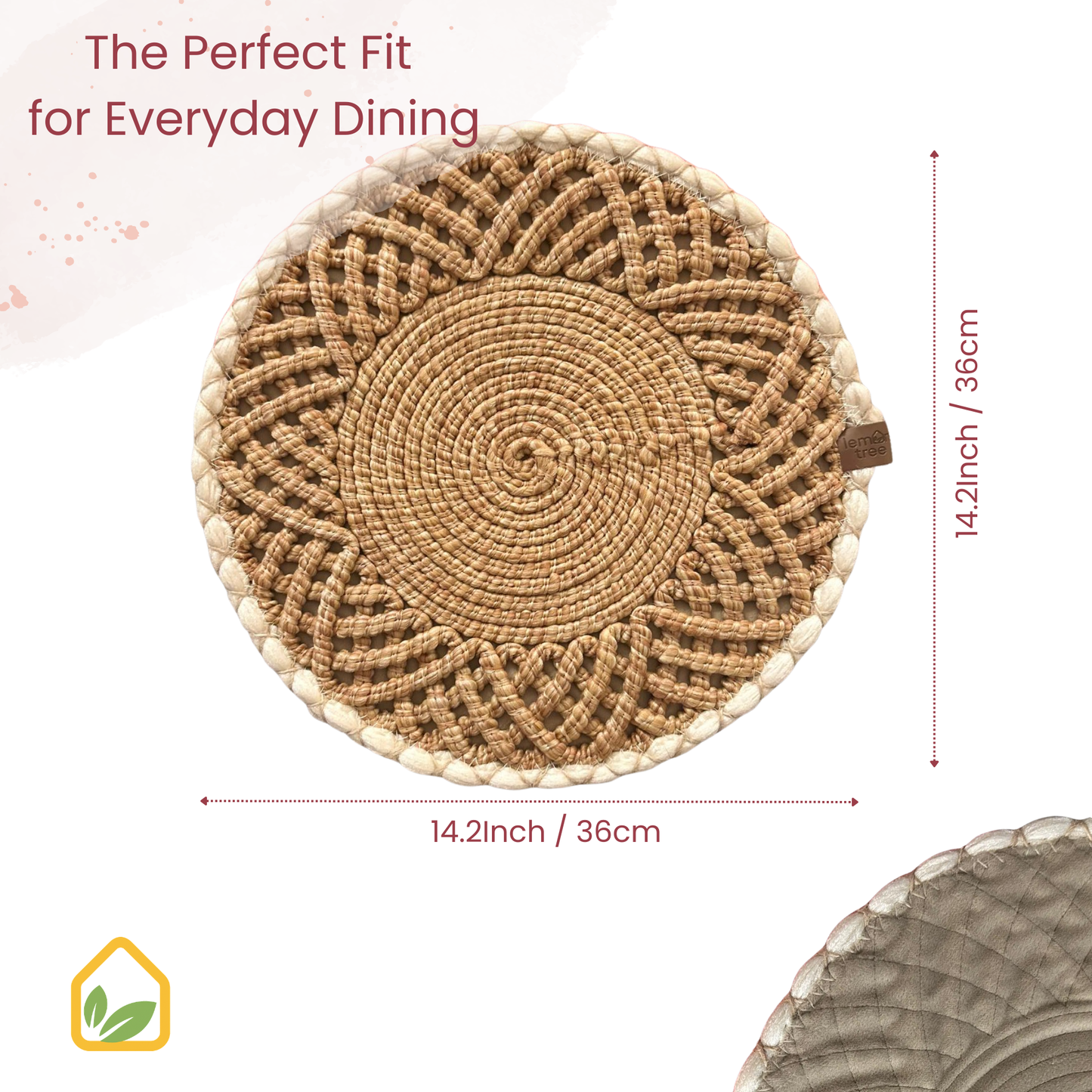 Round Handwoven Placemat – Elegant Table Mat for Indoor & Outdoor Dining, 36cm