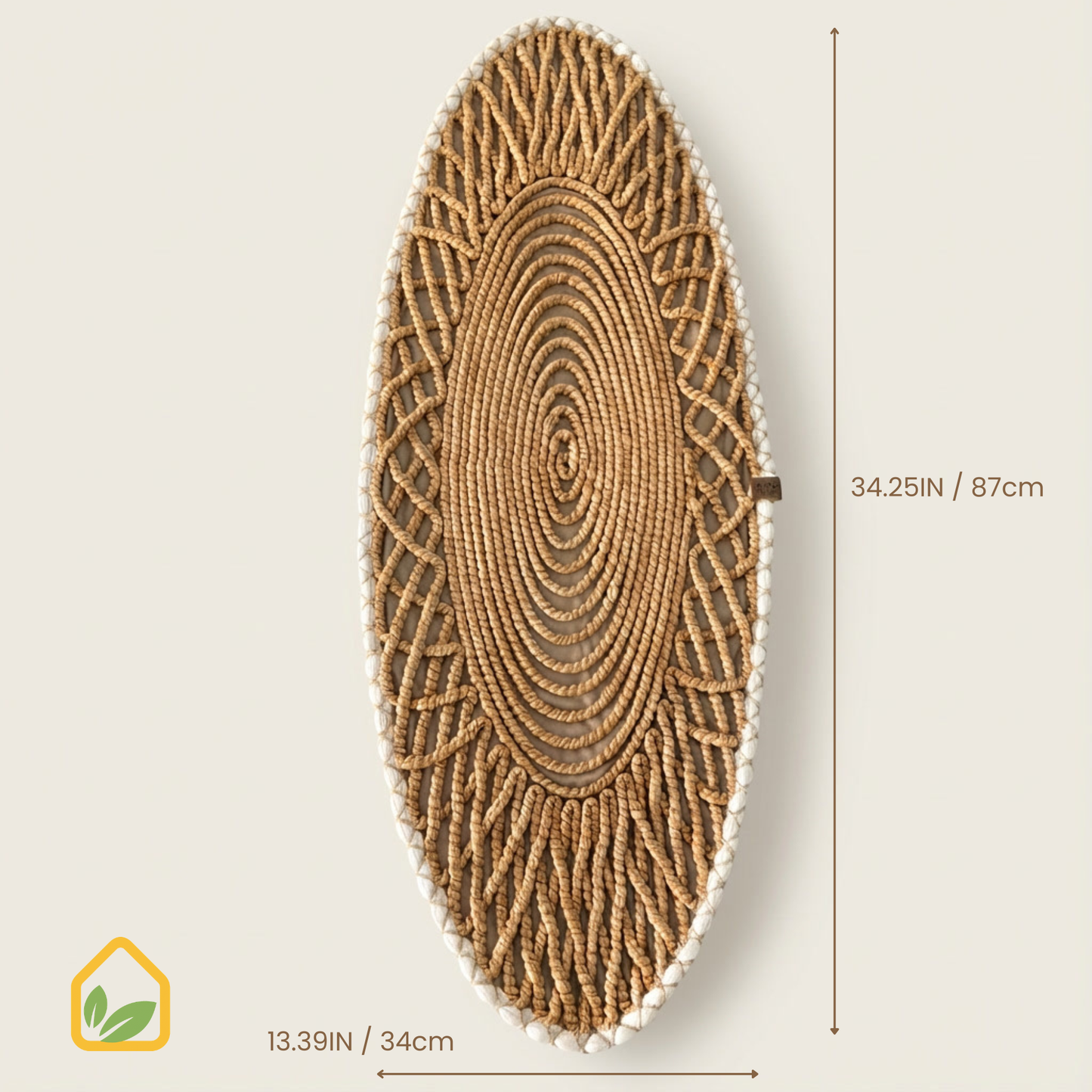 Woven Table Runner, Oval Handcrafted Dining Table Decor, 35x90cm