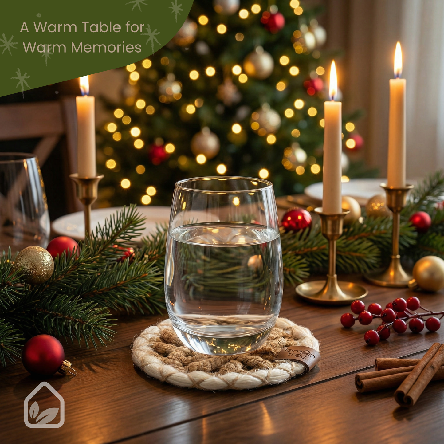 Set of 6 Coaster for Kitchen Dining Party, Waterproof Table Decor, 13cm