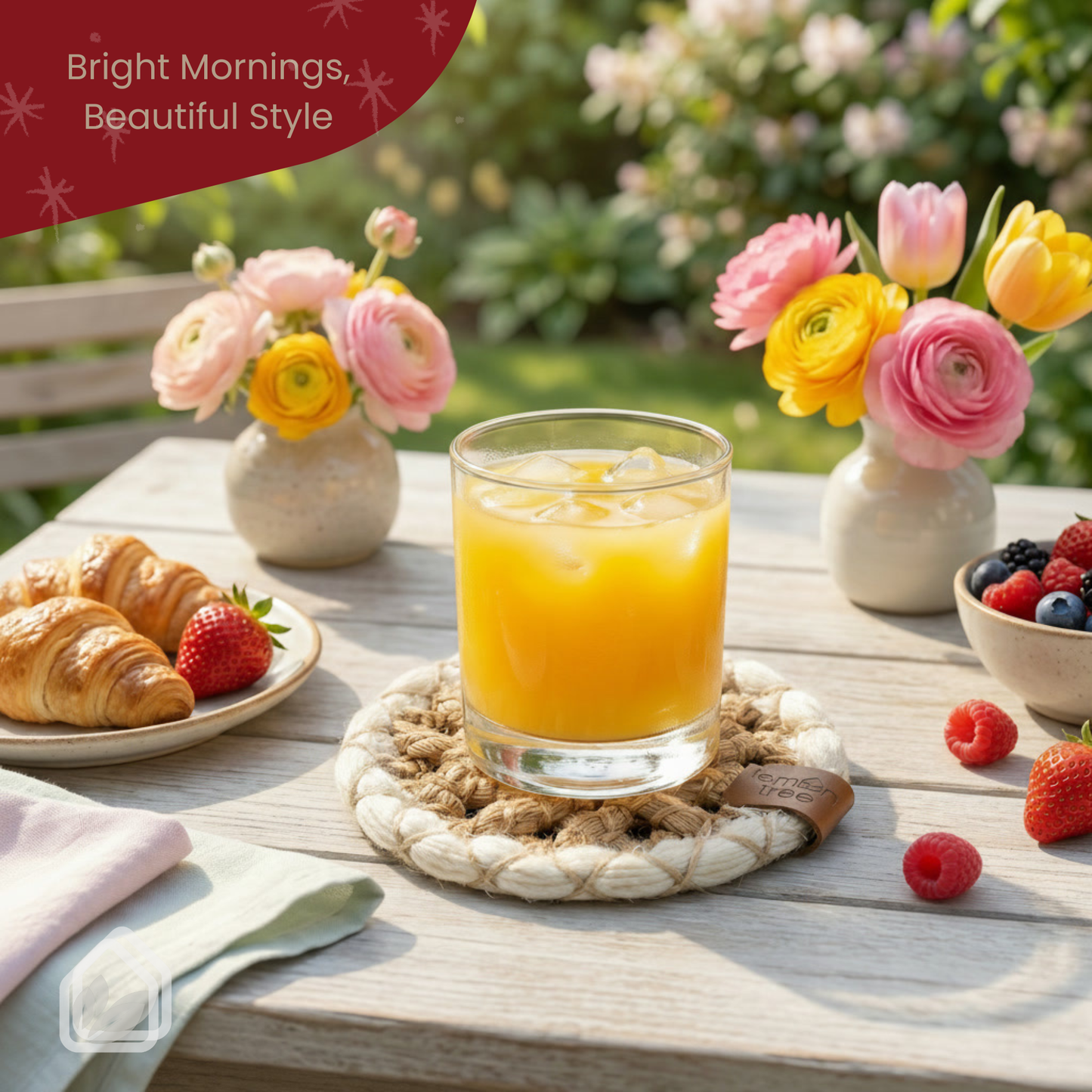 Set of 6 Coaster for Kitchen Dining Party, Waterproof Table Decor, 13cm