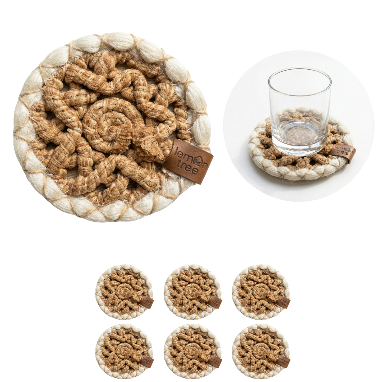 Set of 6 Coaster for Kitchen Dining Party, Waterproof Table Decor, 13cm