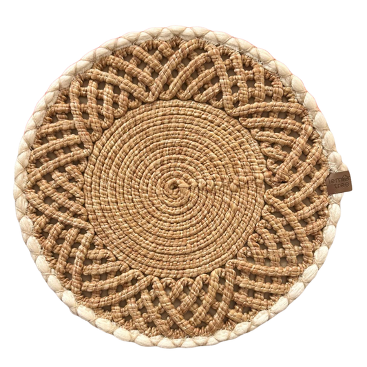 Round Handwoven Placemat – Elegant Table Mat for Indoor & Outdoor Dining, 14.2IN