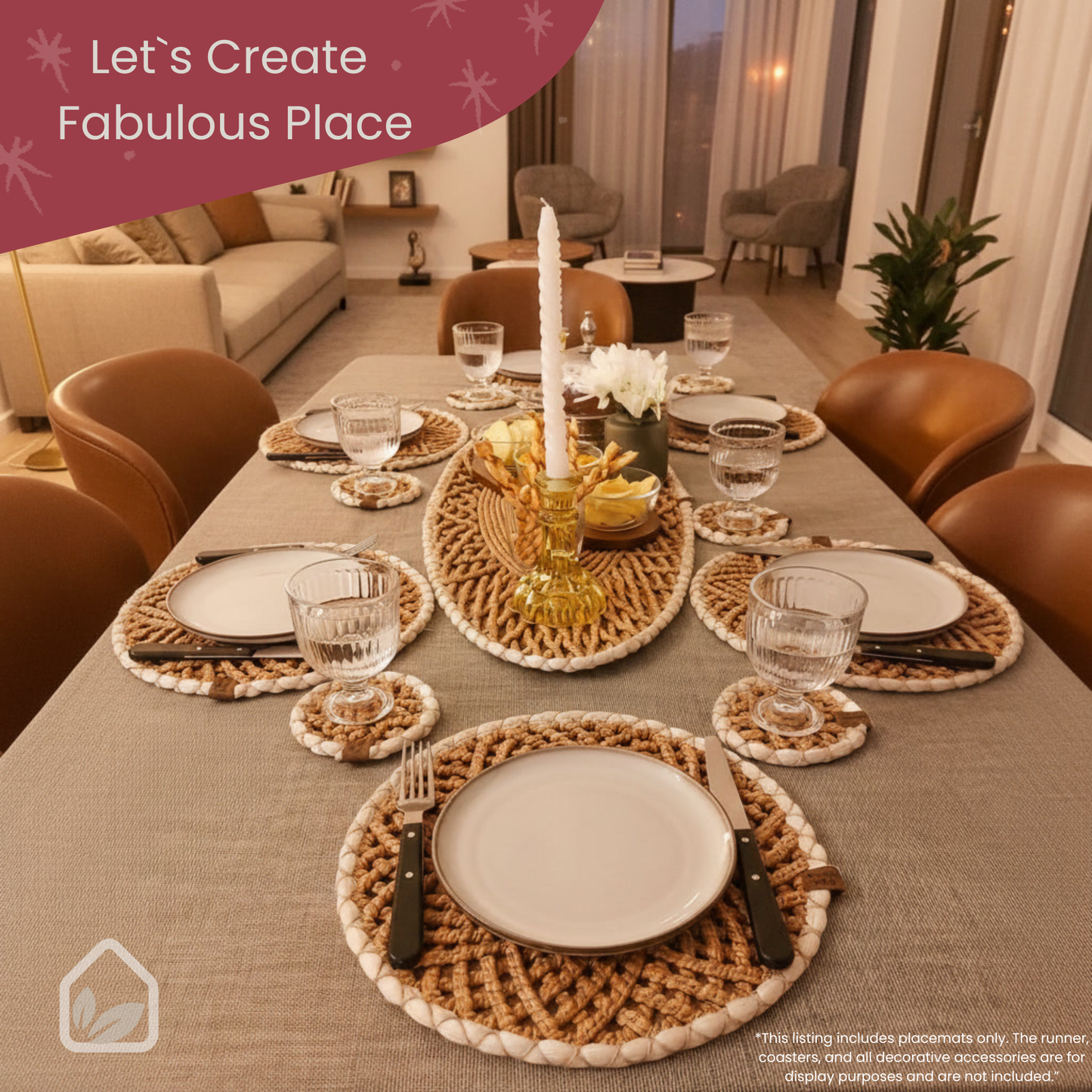 Round Handwoven Placemat – Elegant Table Mat for Indoor & Outdoor Dining, 36cm