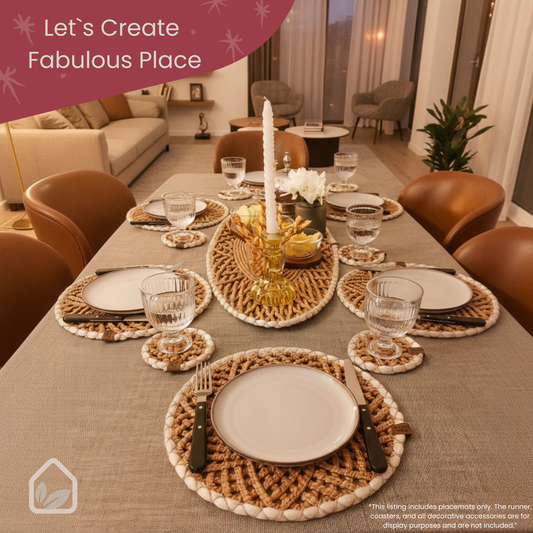 Round Handwoven Placemat – Elegant Table Mat for Indoor & Outdoor Dining, 14.2IN
