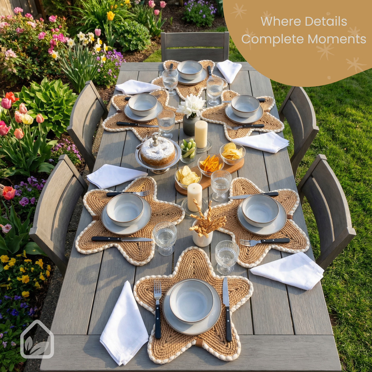 Starfish Handwoven Placemat – Indoor & Outdoor Table Setting, 17IN